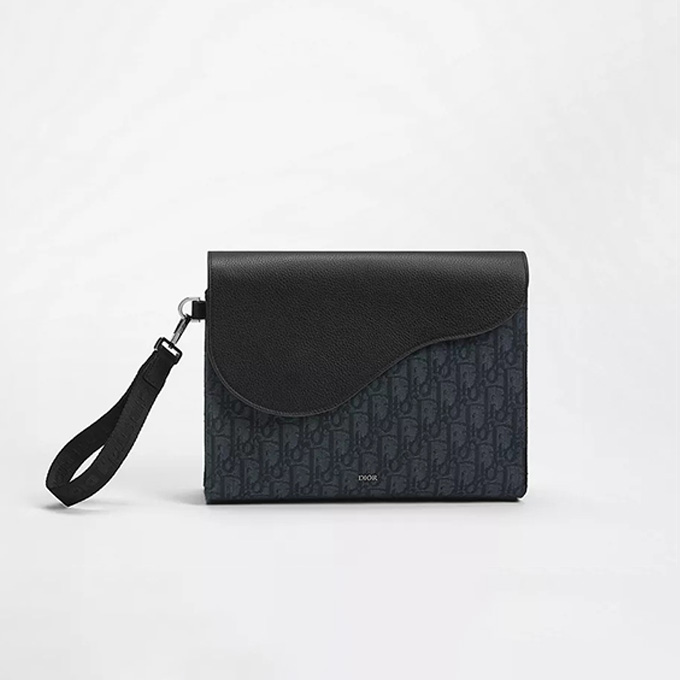 dior dior oblique a5 saddle flap clutch pouch